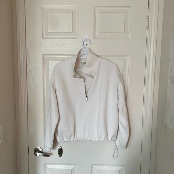 Club Monaco Funnel Neck Sweatshirt in Egret - Picture 13 of 15